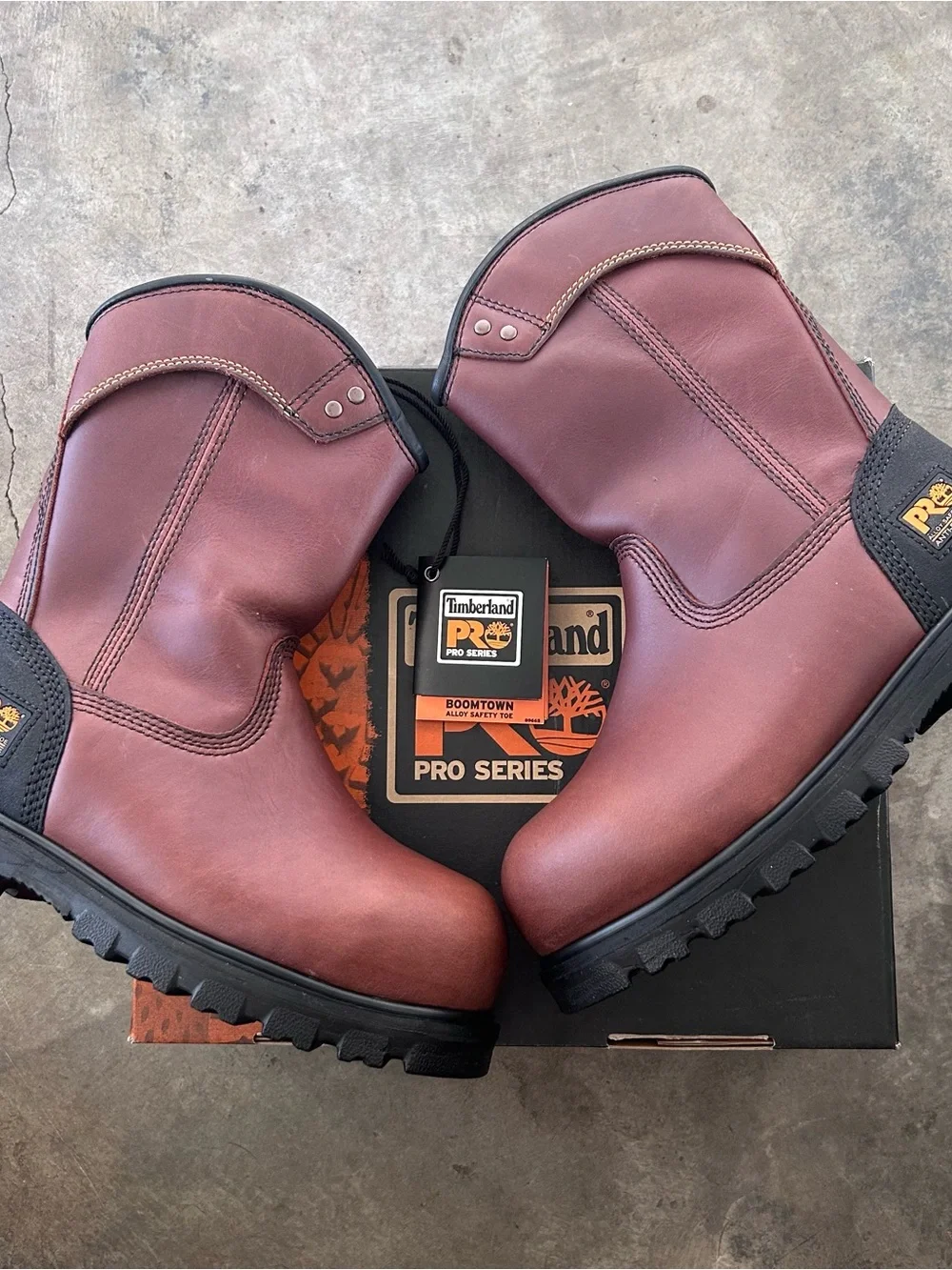Timberland PRO Men's Brown Work Pull-On Boots with Black Outsole